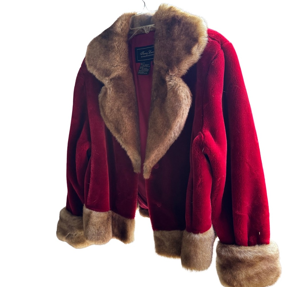 Terry Lewis Classic Luxuries Red and Tan Teddy Jacket